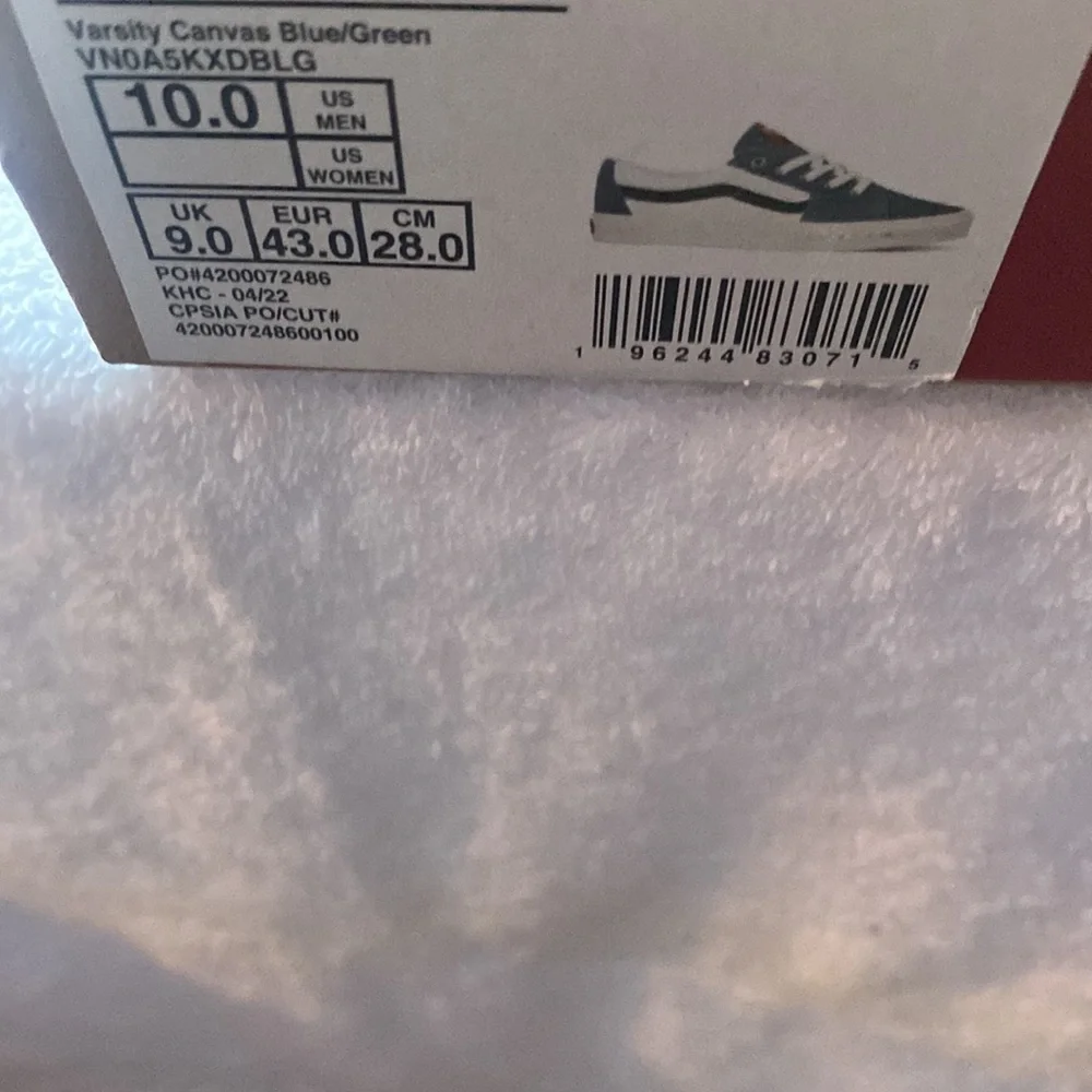 Vans Sk8 Low Skate Shoe - Varsity Blue Green/White Size 10 NEW - Picture 7 of 7